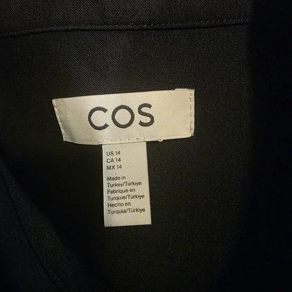 COS Navy Asymmetric Wool Shirt Dress Button Front Midi US 14 Minimalist - Picture 4 of 9